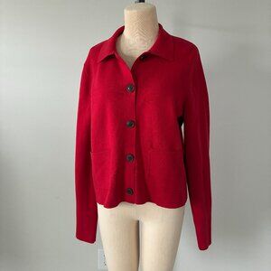 J. Crew Cardinal Red Polo Cardigan Knit Sweater